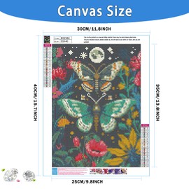 FILASLFT Diamond Painting Kits for Adults, Butterfly Diamond Art Kit,Colourful Round Flower Gem Art Painting for Adult,DIY 5D Paint by Diamonds Art Crafts for Wall Gift Decor (Moon&Star,12x16inch)