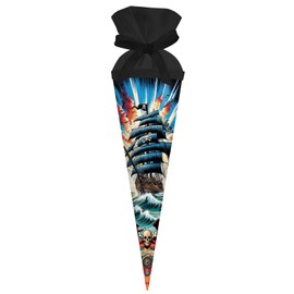 goldbuch 93 159 Gift Bag 35 cm Pirate Storm Sibling Bag Pirate Ship Motif Gift Packaging 35 x 11.5 cm Lacquered Cardboard Sugar Bag with Felt Closure