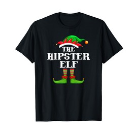 Hipster Elf Matching Family Group Christmas Party Pyjamas T-Shirt