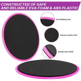 AUP 2 PCS Exercise Slider Plates, Double Sided for Carpet and Hardwood Floors, Fitness Exercise Core Sliders (Rose Red)