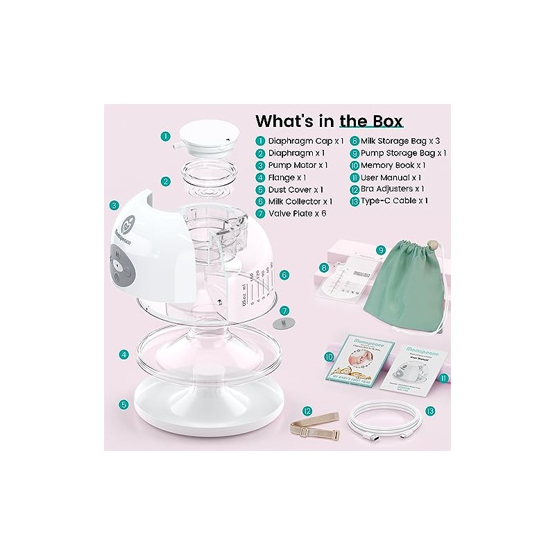 Extractor de leche con control de aplicación, Momspeace Manos Libres