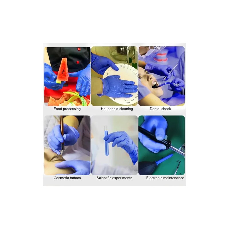 100 Guantes Desechables De Nitrilo De 9 Pulgadas, Color Mora