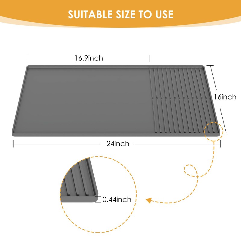 WUDIALIEN Silicone Coffee Mat with Raised Edges, 24'' x 16''