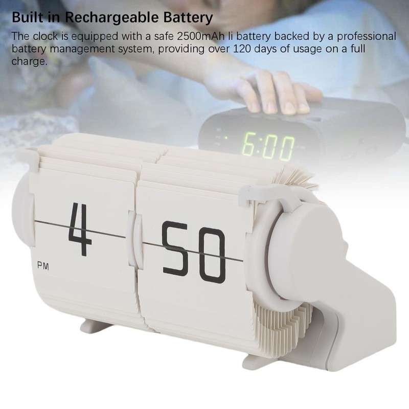 Automatic Flip Calendar Clock, Retro Mechanical Digital Desk Alarm Clock,