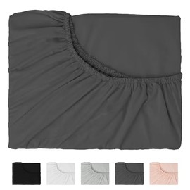 Hotella 100% Microfiber Ultra Soft 39"x80" Twin XL Fitted Sheet Only, Hotel Quality 14 inch Deep Pocket Bottom Sheet, Stay in Place Bedding Matress Protector, Machine Washable Non-Fade, Dark Gray