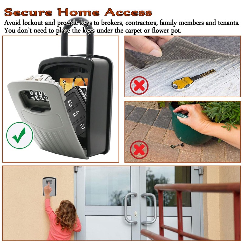 Extra Large Key Storage Security Lock,V-Resourcing Door Knob Mounted,Resettable 4