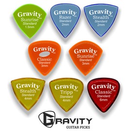 Gravity - Paquete variado de púas de guitarra de acrílico, biseles pulidos, más brillantes, más fuertes y agarre más apretado, disponible en diferentes paquetes, fabricado en los Estados Unidos