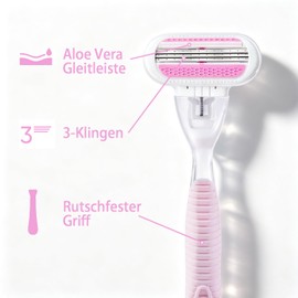 JiFULI Women's Razor, Reusable Handle, 12 Original Replacement Cartridges with 3 Blades, Shaver Women's Intimate Area, Intimate Woman, Intimate Zone, Intimate Shaver for Women (Pink)
