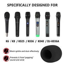 Geekria for Creators Foam Windscreen Compatible with FIFINE K6, K8, K025, K036, DJ-K036A, K040 Microphone Antipop Foam Cover, Mic Wind Cover, Sponge Foam Filter (Black / 2 Pack)