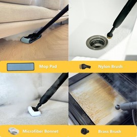 Steambot 6 accessories for steam cleaner, mop pad, brass brush,nylon brush,microfiber bonnet for multipurpose uses, Cleaning Durable