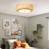 Aeyee Bamboo Flush Mount Ceiling Light Handwoven Rattan Light Fixture,