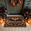 Halloween Unwelcome Door Mat, Gothic Dark Bat Doormat Indoor Outdoor