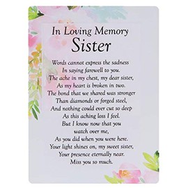 Female/Girl Graveside Memorial Card Plastic coated and Waterproof 16.5cm x 12cm (In Loving Memory Sister 2729)