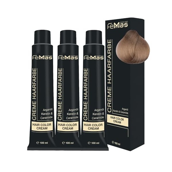FemMas Haarfarbe 3x Hell Lichtblond Intensiv 10.0 I Professionelle Creme