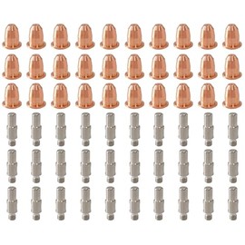 TIANLYLIN 60pcs Plasma Cutter Torch Accessory Kit PR0110 Electrodes PD0116-08 Nozzle Tips Spacer Guide Retaining Cap Gas Diffuser Consumables for S45 Torch