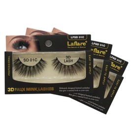 Laflare Silk Lashes 3D FAUX MINK Eyelashes, Light, Reusable, Handmade, Natural Looking, Professional Easy to Apply Eyelashes in a Knitted Style1-3 PACKS BUNDLE SPECIAL (3, SD01C)
