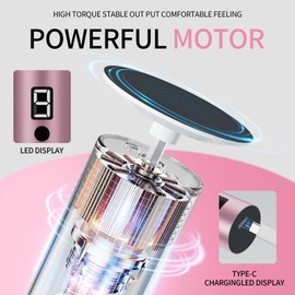 Electric Foot File, 9-Speed Adjustable Professional Callus Remover with 2-in-1 Head, 360° Rotating Foot Scrubber (Pink+White)