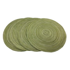 Red-A，Placemats,Round Placemats for Dining Table Set of 4 Woven Heat Resistant Non-Slip Kitchen Table Mats Diameter 14 inch(Green)