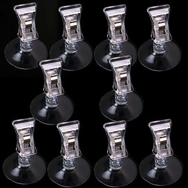 10Pcs Plastic 40mm Round Suction Cup Clip Advertising Pop Sign Paper Card Display Clamp Price Label Tag Promotion Clips Holders Stand Suction Cups with Clips for Hanging Supermarket Home Office Accessories