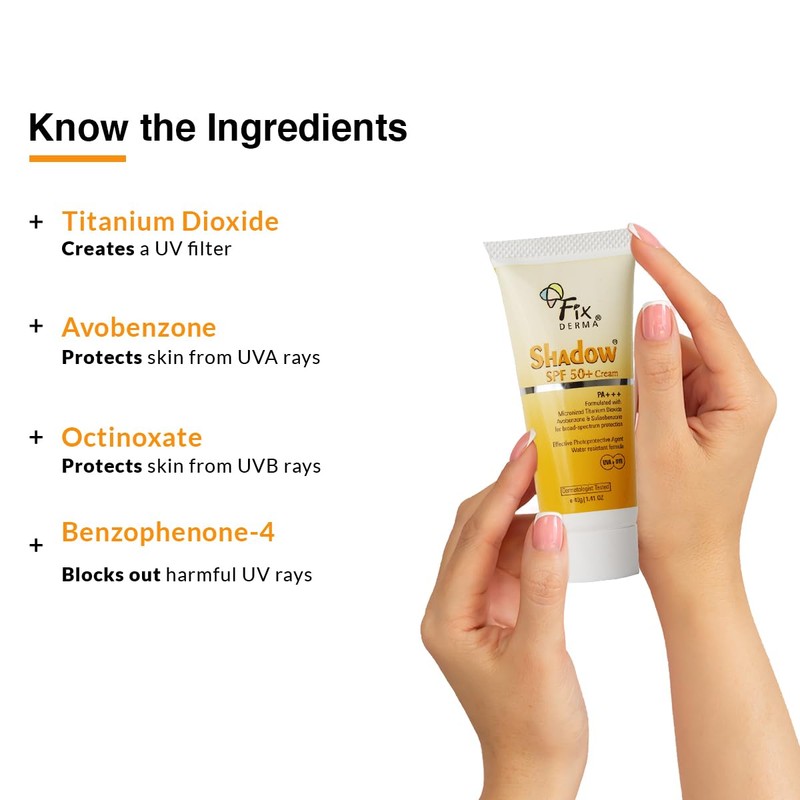 Fixderma Shadow SPF 50+ Cream Sunscreen for Face, Dermatologist Tested
