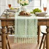 Artoid Mode Boho Sage Green Tassel Table Runner, Farmhouse Style