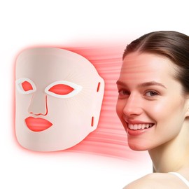 Red Light Therapy Mask, Red Light Therapy for Face, 3 Colors LED Facial Mask for Wrinkle Remove  Anti Aging, Skin Care Home Travel Use,Pink