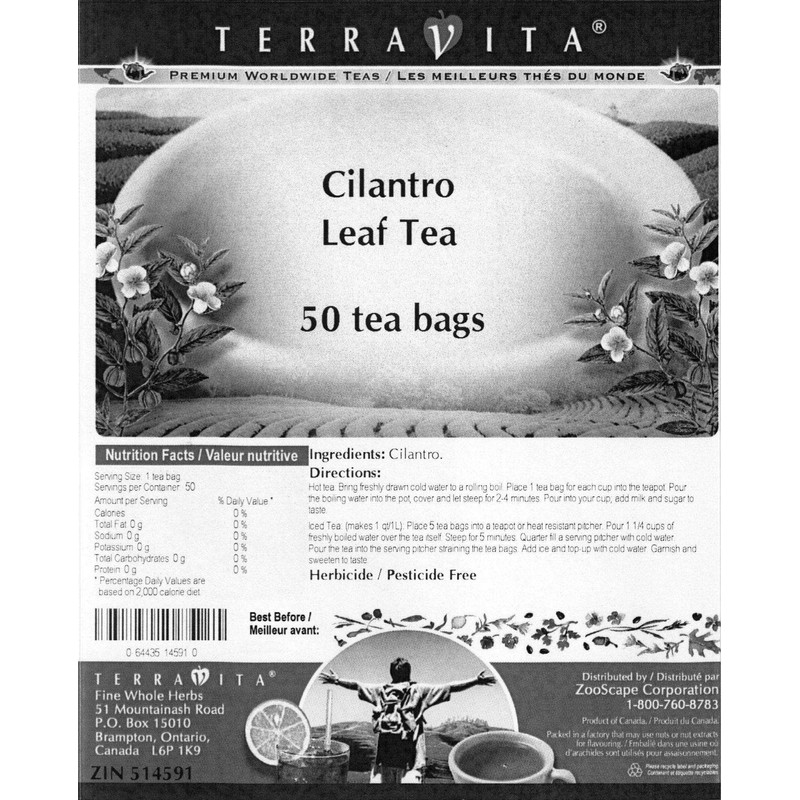Cilantro (Coriander) Leaf Tea (50 tea bags, ZIN: 514591)