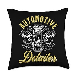Auto Detailer Shine Inside And Outside Car Detailing Throw Pillow