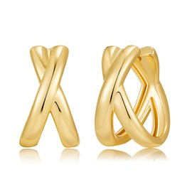 SHANTYSON Two Tone Hoop Earrings Gold Plated Chunky Earrings for Women Mixed Metal Huggied Style Chic Daily Jewelry