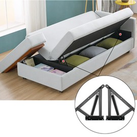 JinBoCheng 1 Pair Heavy Duty Bench Seat Hinges, Spring Lift Up Mechanism for Storage Sofa Bed, Ottoman, Toy Box Chest, Furniture Storage Hardware (Black)