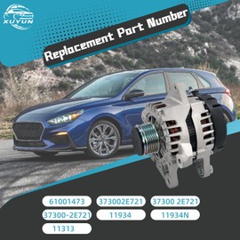 373002E721 61001473 150A 12V Alternator Compatible with 2017 2018 2019 2020 Hyundai Elantra, 2017 2018 2019 2020 2021 Kia Forte, 2020 2021 Kia Forte5, L4 2.0L, 37300-2E721, 11934, 11934N
