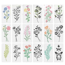 JAWUZ Pack of 12 Leaf Vine Stencils Reusable Spring Flowers Stencils for DIY Projects Painting Templates Plastic Painting Stencils for Wood Walls Canvas Furniture Craft Accessories Gift Idea
