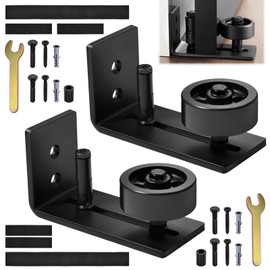 2 Pack Sliding Barn Door Floor Guide for Bottom Adjustable Stay Roller, 8 Assemble Setup Options, Wall Mount System, Flush Flat Bottom Design with Felt Strips, Smooth Ball Bearings