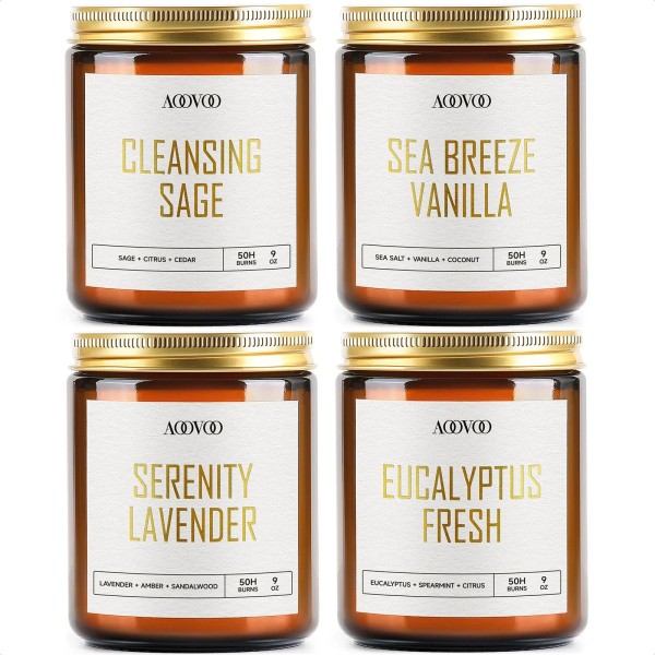 Aoovoo New Best Scented Candles 4PC Candle Set, 36 oz