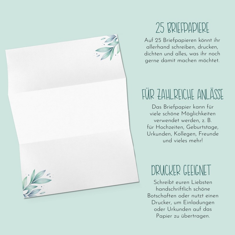 Letter Paper with Flower Motif in DIN A4 Format –