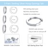 Sterling Silver Hoop Earrings for Women, 3 Pairs Small Cartilage