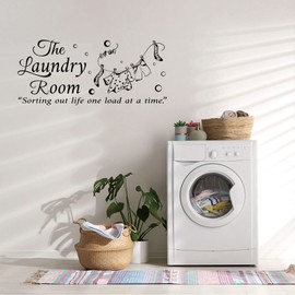 SUPERDANT Laundry Wall Decals The Laundry Room Quotes Wall Stickers Bubble Wall Decor Stickers DIY Saying Wall Art Decal Sticker Home Decoration for Laundry Room Bathroom Black(27x59cm)
