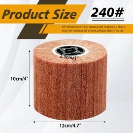 SALI Non Woven Wire Abrasive Drawing Polishing Burnishing Wheel Flap Brush Wire Brush Drum Surface Conditioning Tool for Metal Surface Polishing Grinding Removing Rust 120x100x19mm (240 Grit)