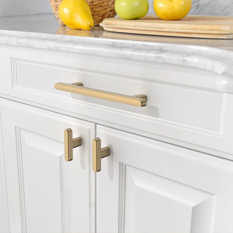 Amerdeco 10 Pack Champagne Bronze Cabinet Pulls 5 Inch(128mm) Hole