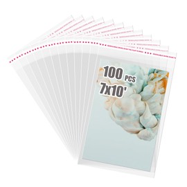 Egofine Self Sealing Cellophane Bags 100 PCS Clear Resealable Sleeves Bags for 7x10 Photo Mats (Bag Size: 7x10 inches)