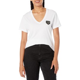 A | X ARMANI EXCHANGE Women's Collegiate Capsule V Neck Logo Patch Tee, White