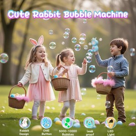 Panacare Rabbit Bubble Machine, Bubble Toy Children 5000+ Bubbles / Min with Bubble Solution for Wedding/Birthday/Party/Easter, Outdoor Gift for Boys and Girls 345678 (Blue)