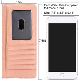 ALLITIC Women’s Credit Card Wallet Ultra Slim Long Card Wallet Holder with Zipper Pocket for Cash, Coin, Receipt, ID Card