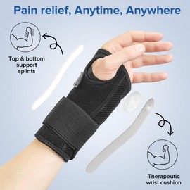 GTEAHA Wrist Support Brace with Metal Splint - Ideal for Carpal Tunnel, Arthritis, Tendonitis, Sprains, Sports Protect Wrist Splint with Soft Pad, Hand Support for Men and Women (Left Hand, L/XL)