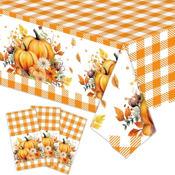 3pcs Fall Thanksgiving Tablecloth, 54" X 108" Waterproof Thanksgiving Table