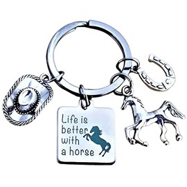 Kit's Kiss Horse Lover Keychain Equestrian Coach Horse Riding Instructors Gift Cowgirl Cowboy Hat Boots Horseshoes Keyrings
