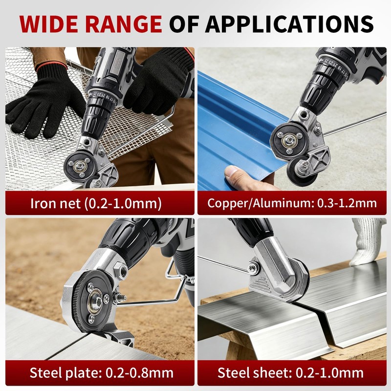 Metal Nibbler Drill Attachment, Heavy Duty Sheet Metal Cutter with