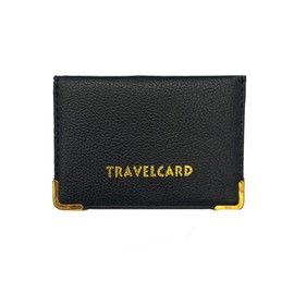 Black Faux Leather Travel Card Wallet ID, Railcard, Bus Pass Holder Slim and Stylish