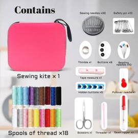 Travel Sewing Kit, Sewing Kit Basic Equipment, Sewing Kit, 86 Pieces Sewing Accessories, Includes Sewing Thread, Needles, Scissors, Sewing Accessories, Buttons etc., Sewing Kit for Adults, Beginners