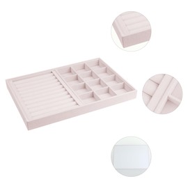 uxcell Velvet Jewelry Organizer Trays with Removable Dividers for Drawers, Jewelry Organizer Drawer Inserts Container Display Ring/12 Grid Tray Light Pink